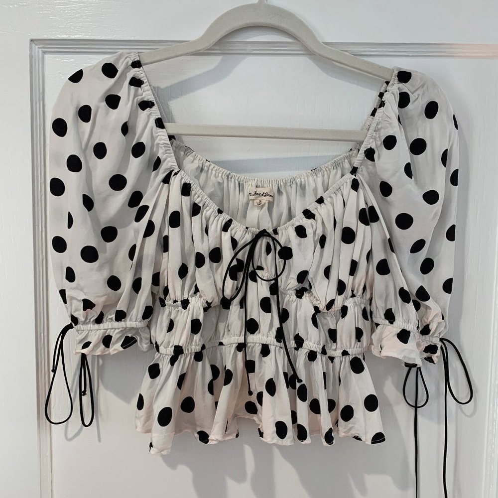 For Love and Lemons Cropped Polka Dot Top
